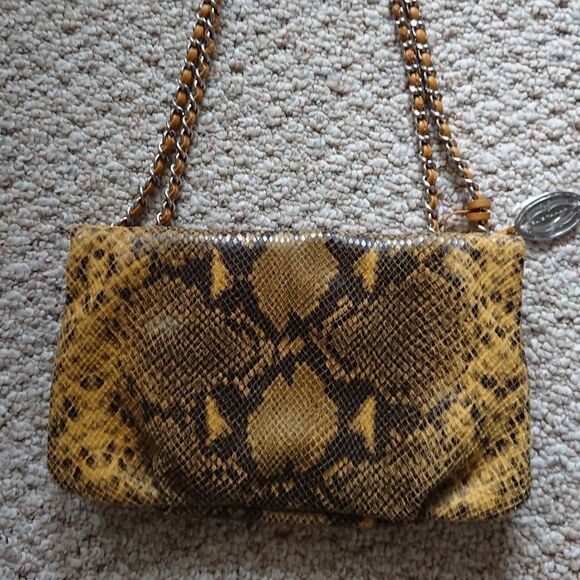 Elie Tahari Python Embossed Leather Crossbody Bag in yellow and black - Picture 4 of 14